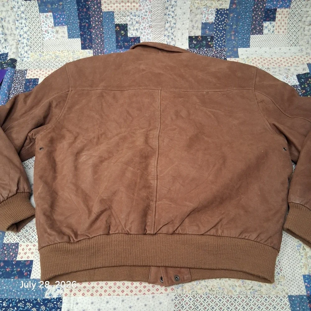 Vintage Fluid International Mens L Brown Leather A2 Bomber Flight Jacket Pockets